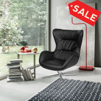 Flash Furniture ZB-WING-BK-LEA-GG Black LeatherSoft Swivel Wing Chair